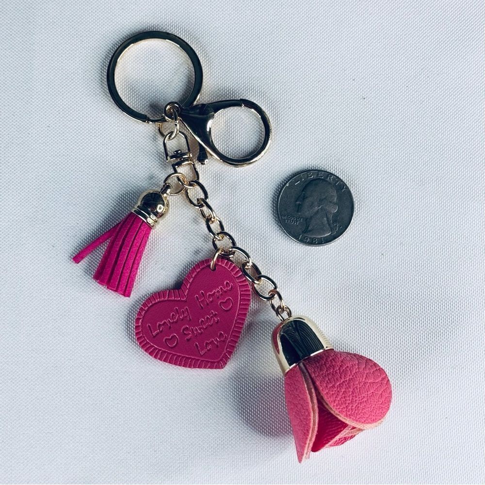 Rose Keychain/Bag Clip Faux Leather, NWT